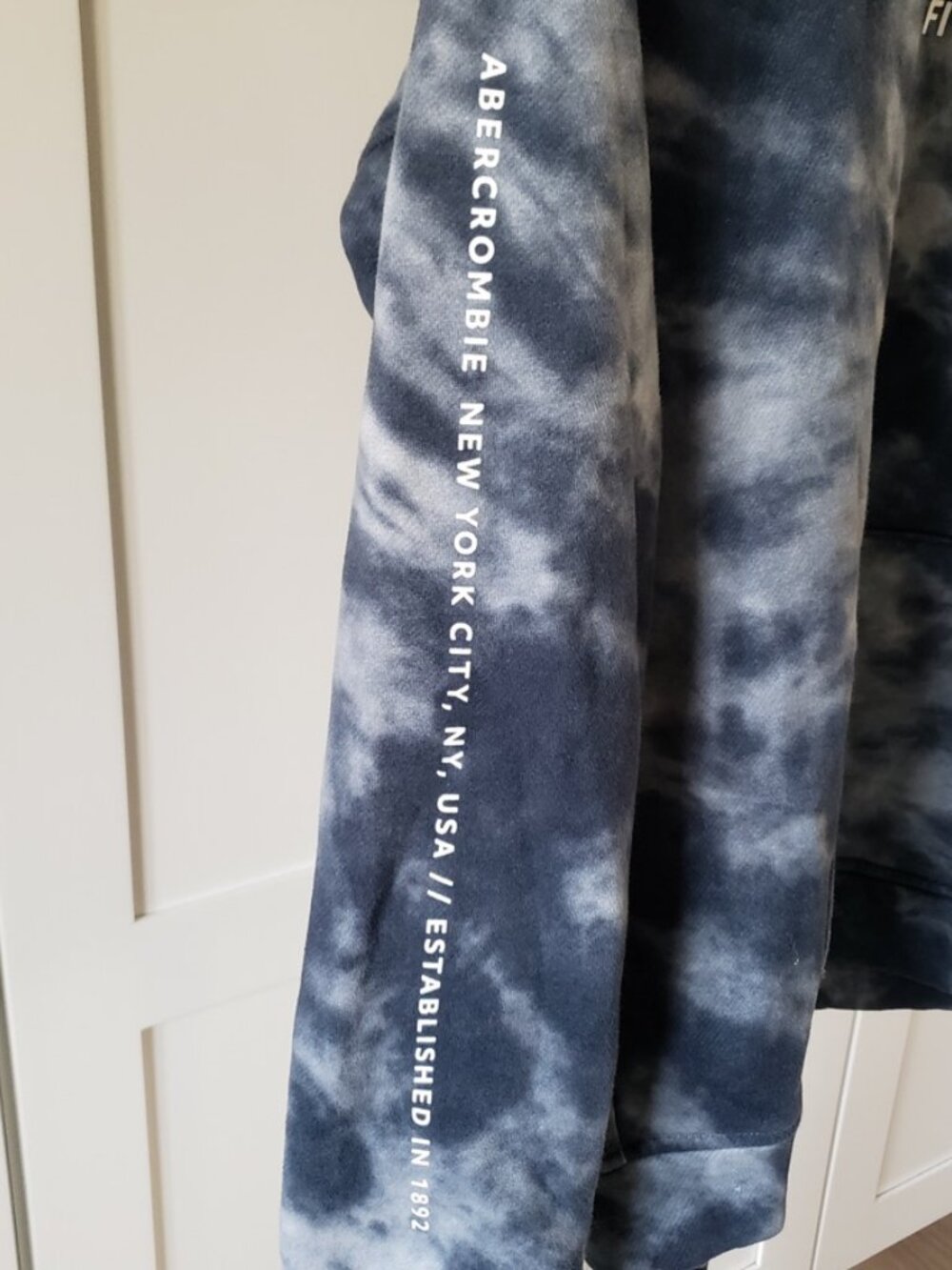 Abercrombie Kids Hoodie 15/16 Blue Tie Dye Relaxed Fit - Picture 7 of 7